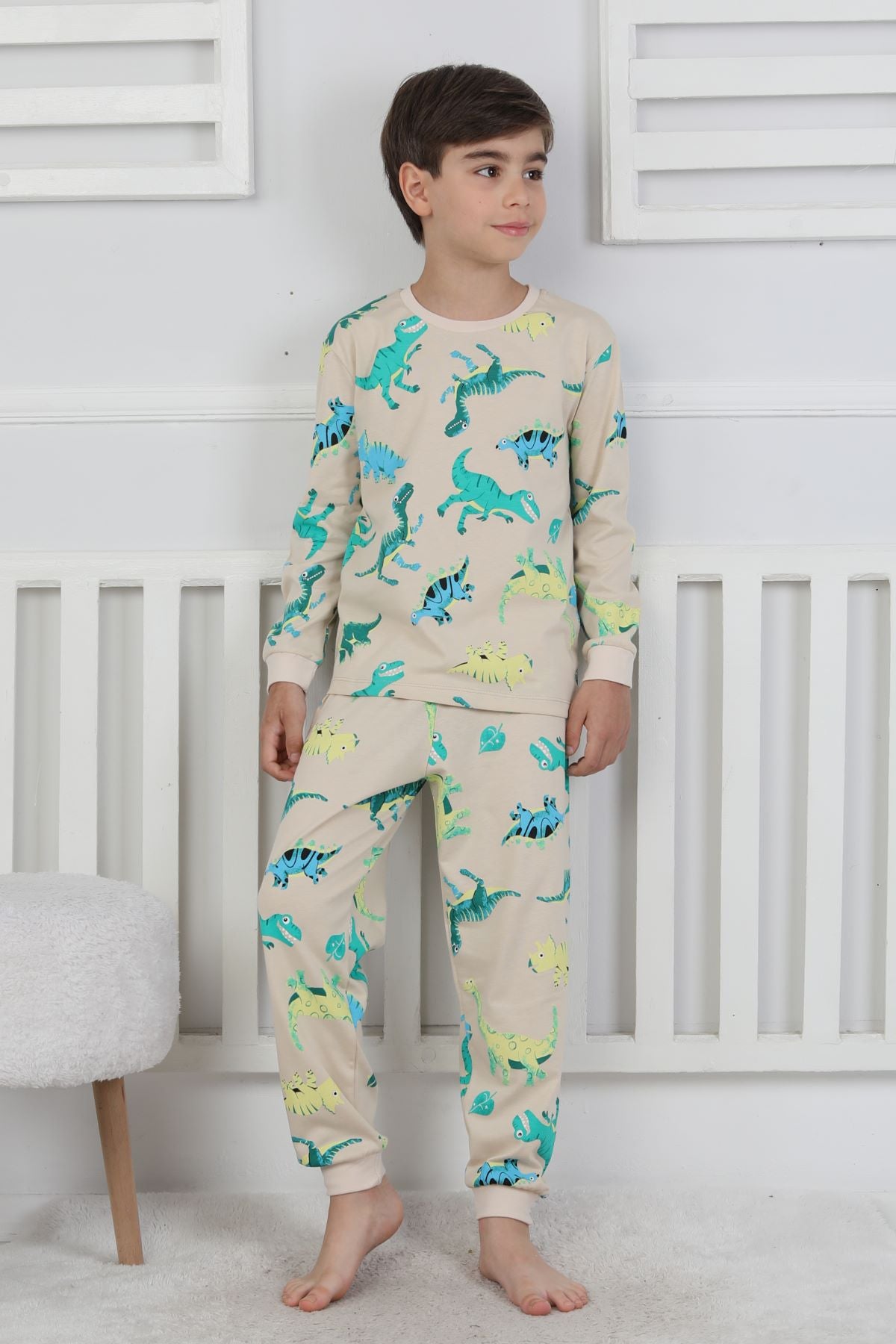 Stegosaurus desenli erkek çocuk pijama takımı