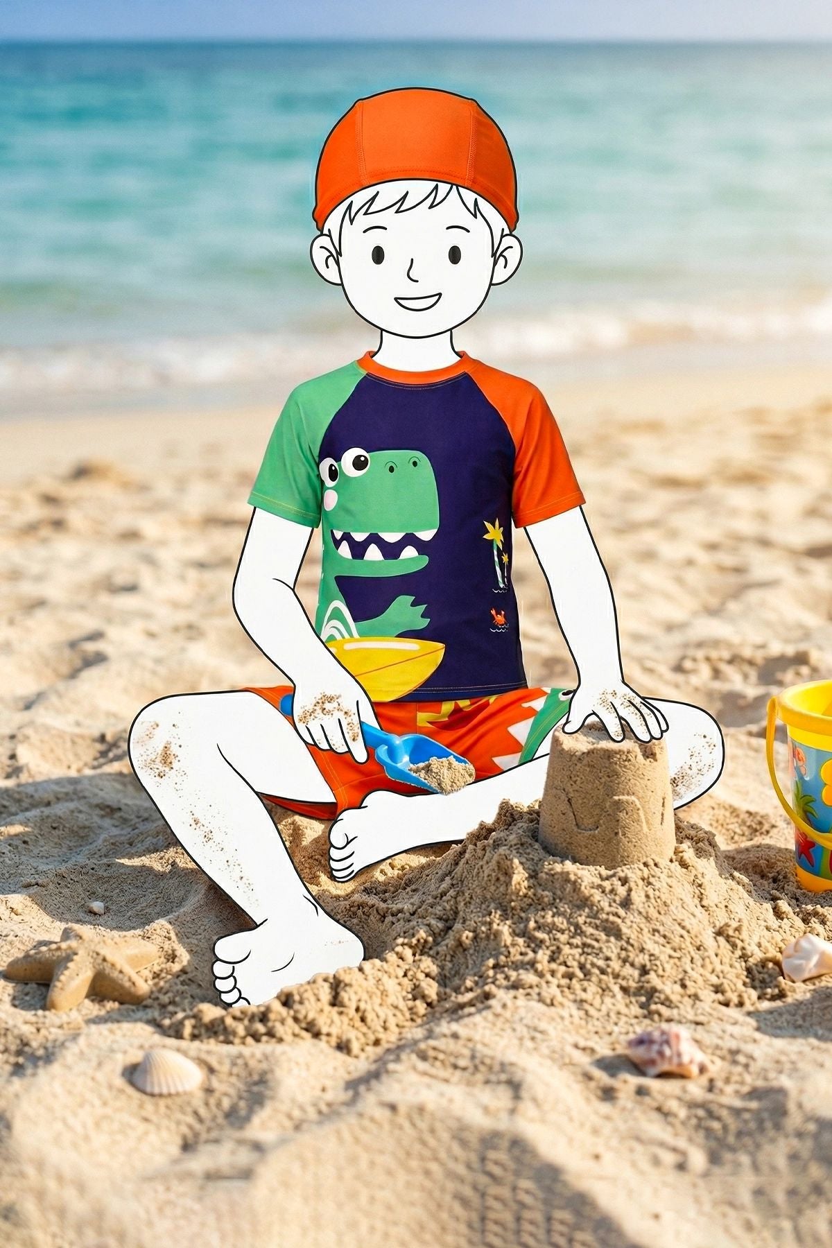 Summer Dino Boneli Erkek Çocuk Mayo Takımı