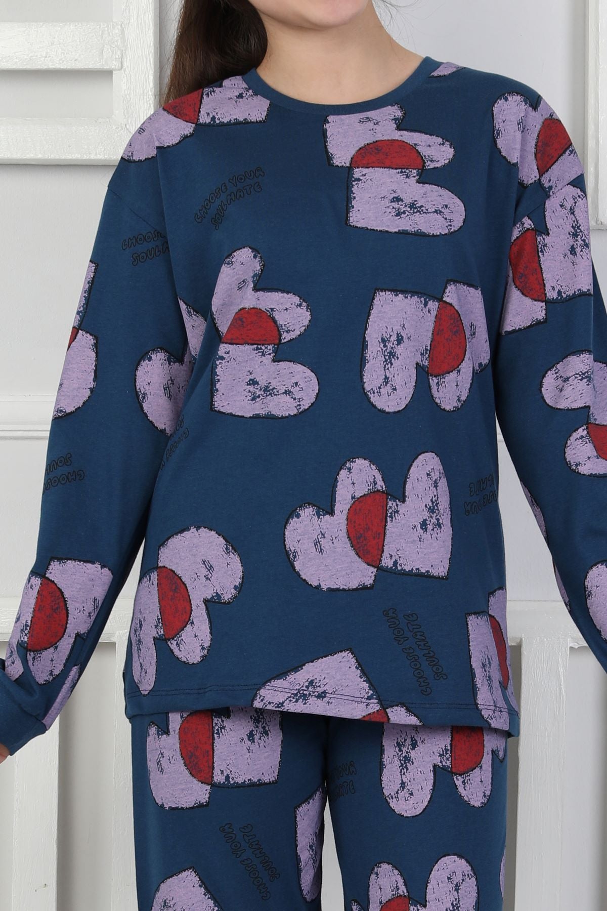 Tangled Hearts Desenli Kız Çocuk Pijama Takımı 8-13