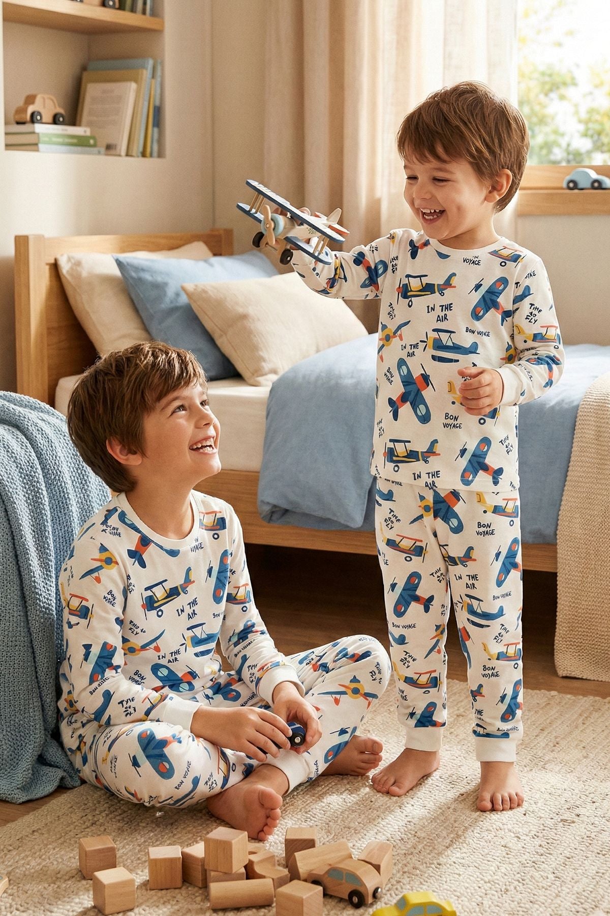 Time To FLY Beyaz Desenli Çocuk Pijama Takımı