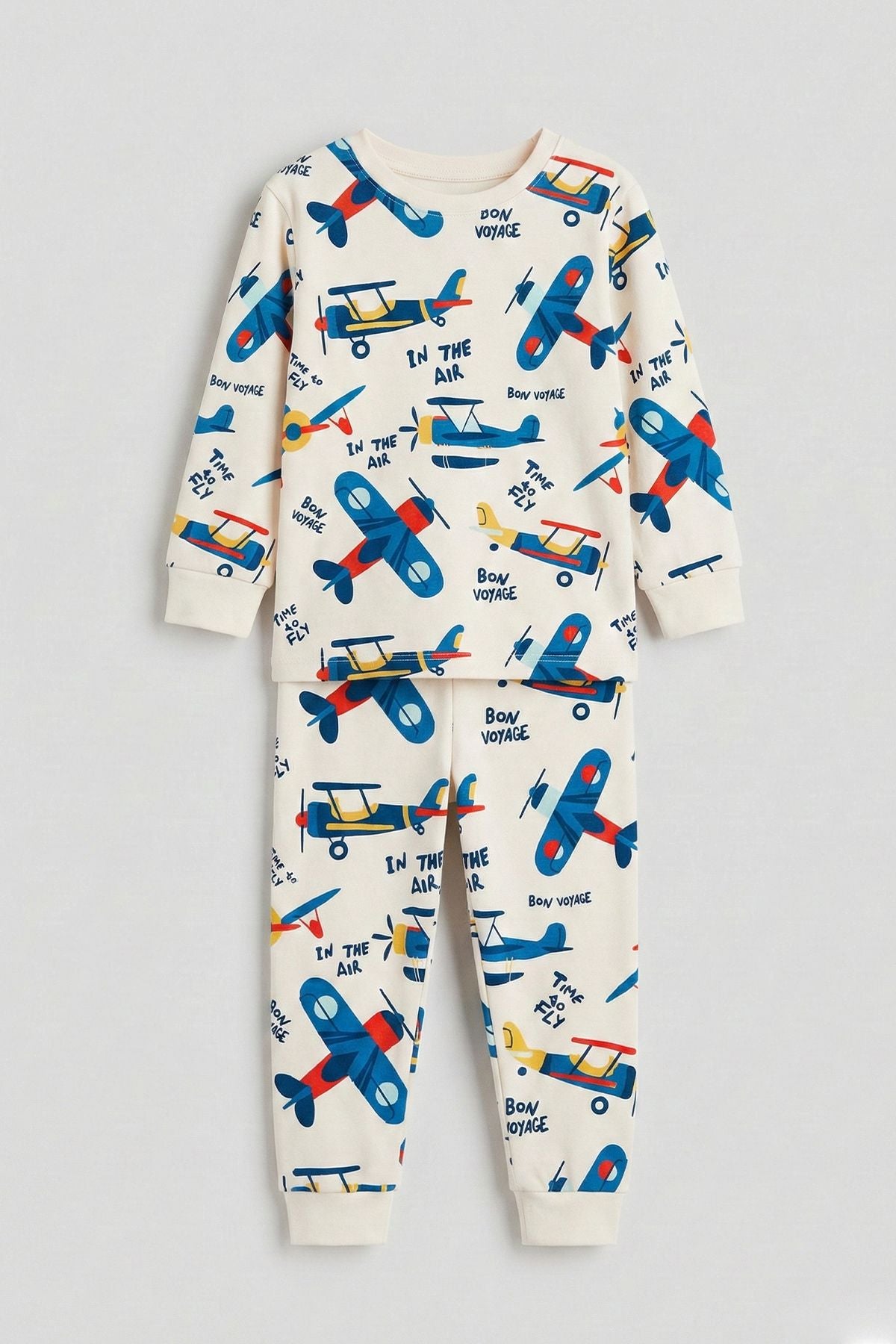 Time To FLY Beyaz Desenli Çocuk Pijama Takımı