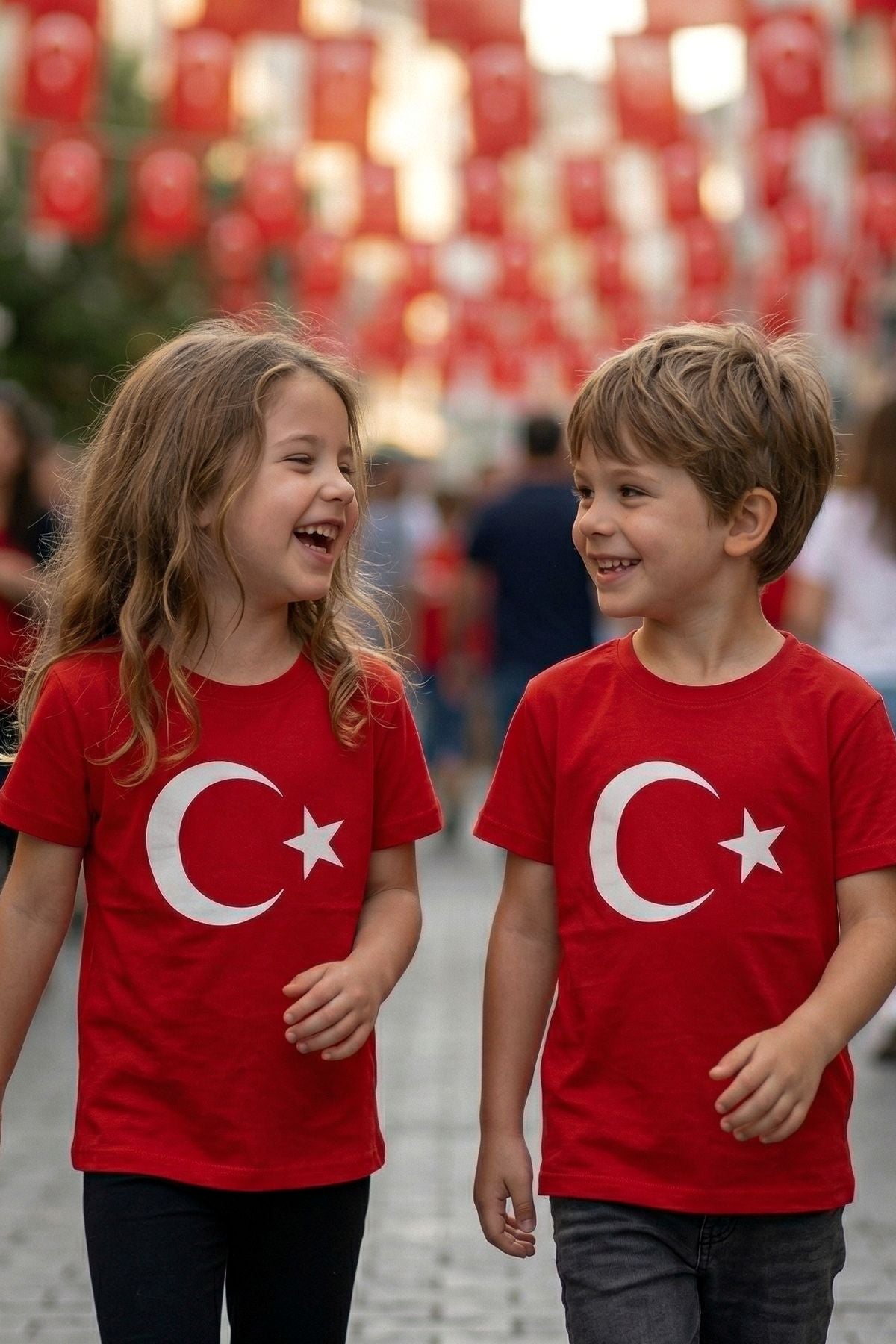 Türk Bayrağı Baskılı Kırmızı Renk T-Shirt