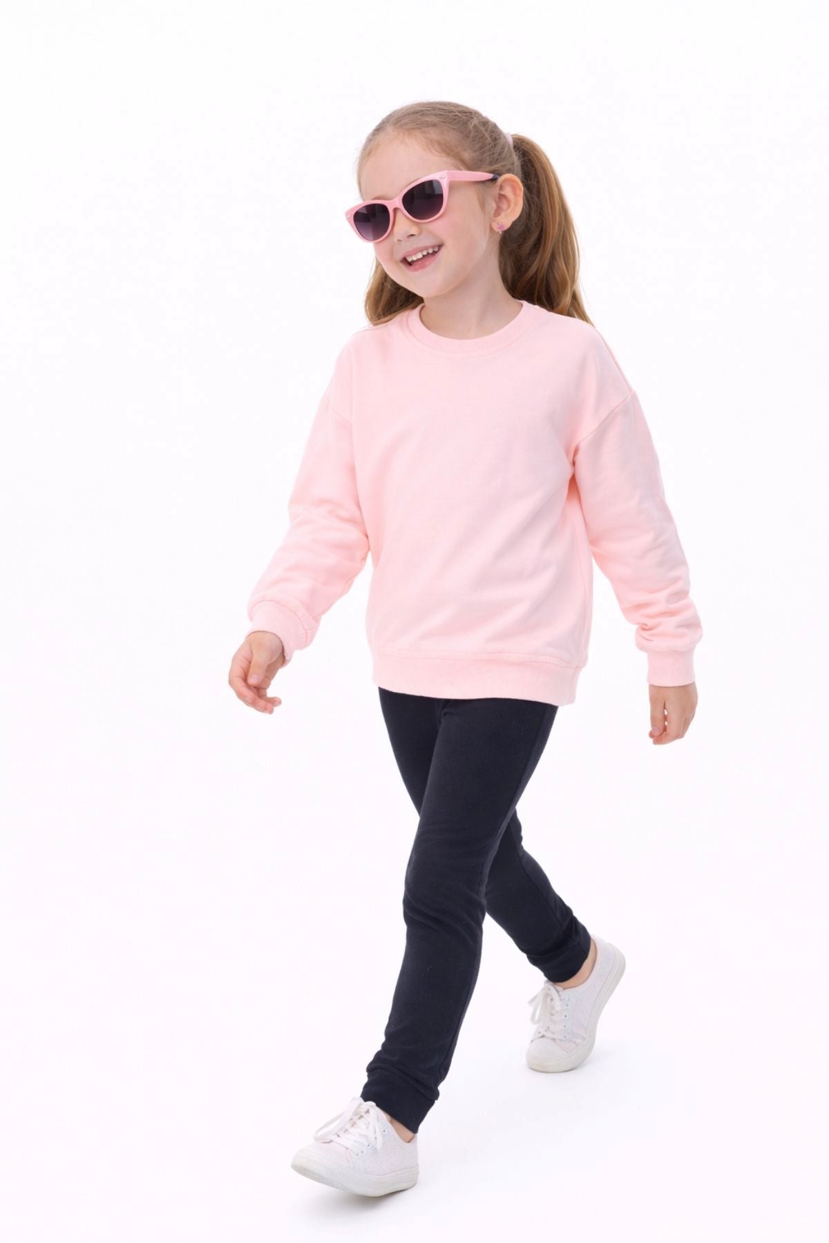 Unisex Çocuk Basic Düz Fırçalı %100 Pamuk Sweatshirt