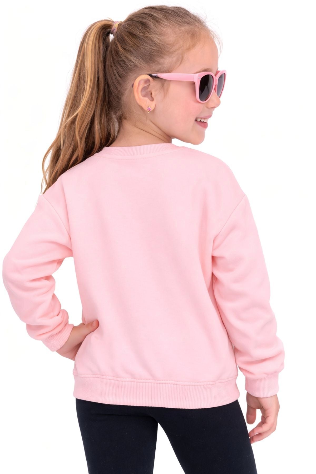 Unisex Çocuk Basic Düz Fırçalı %100 Pamuk Sweatshirt