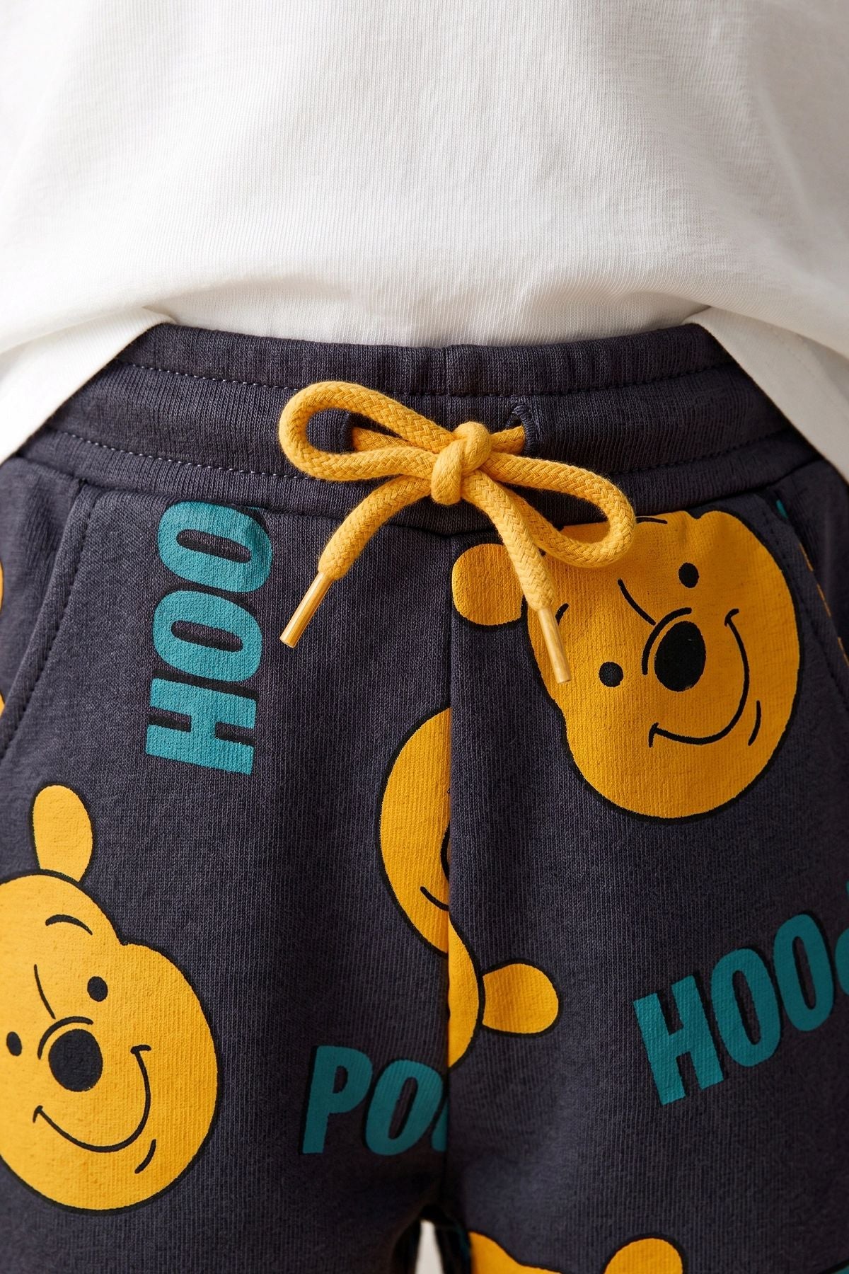 Erkek Çocuk Füme Renk Winnie The Pooh Basklı 2 İp Fırçalı Eşofman Altı