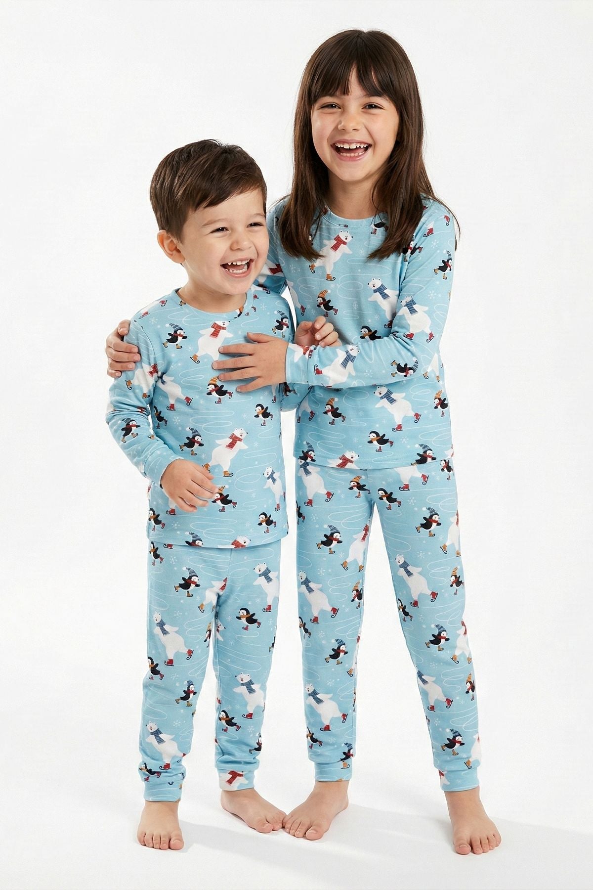 Unisex İnterlok Bebe Mavisi Yılbaşı Temalı Pijama Takımı