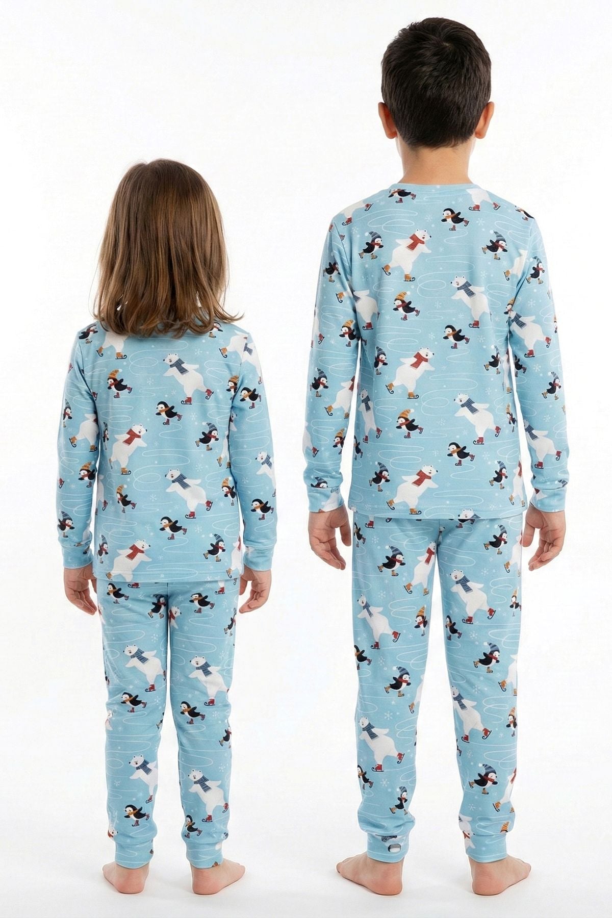 Unisex İnterlok Bebe Mavisi Yılbaşı Temalı Pijama Takımı