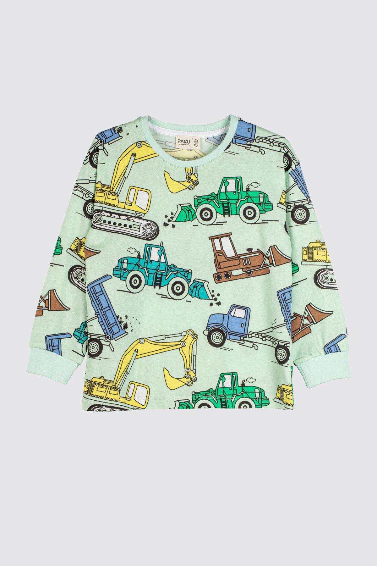 Ekskavatör Desenli %100 Pamuk Erkek Çocuk Pijama Takımı