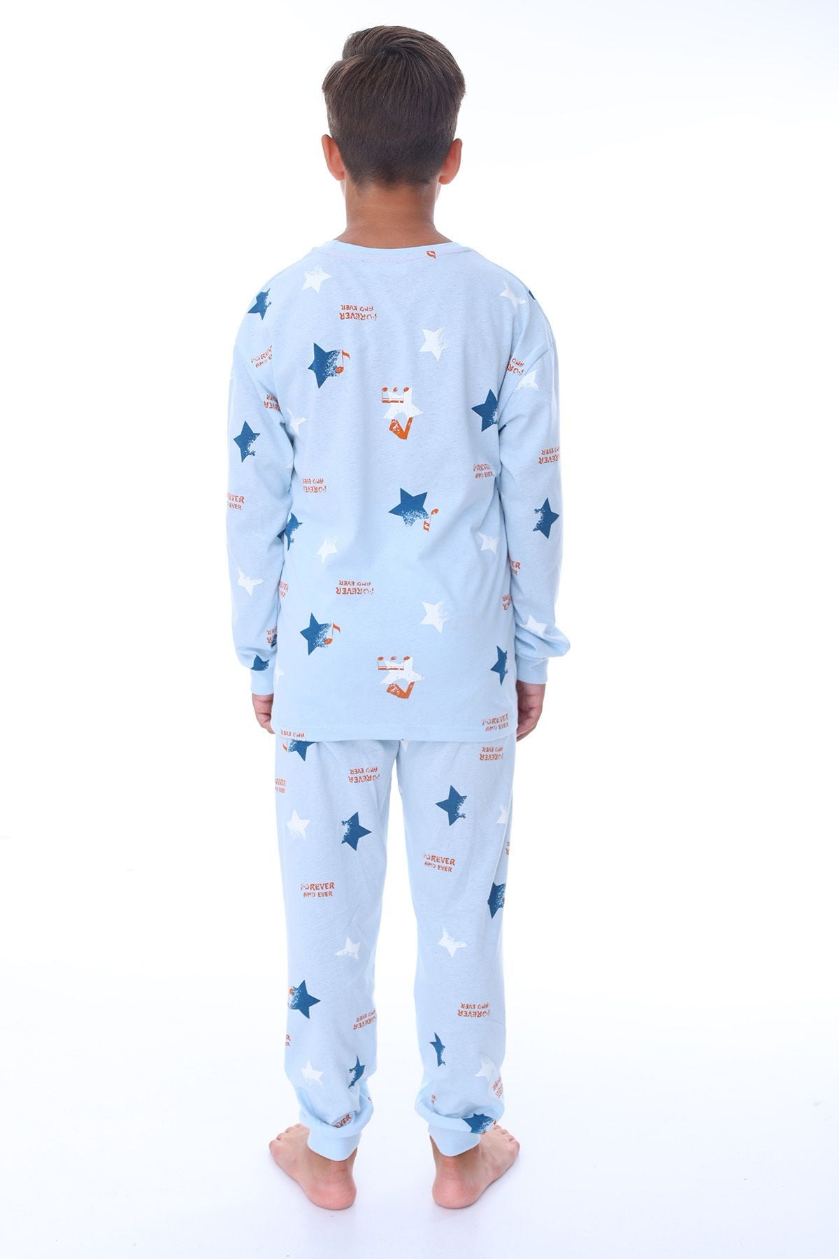 Yıldız Nota Desenli Mavi Pijama Takımı
