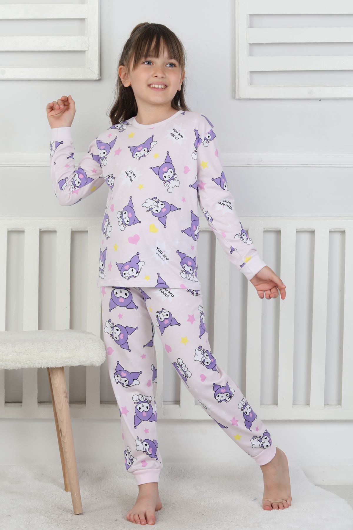 You Aro Rocc Kuromi Desenli Kız Çocuk Pijama Takımı