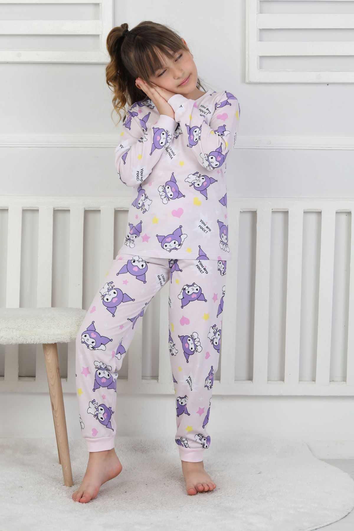 You Aro Rocc Kuromi Desenli Kız Çocuk Pijama Takımı