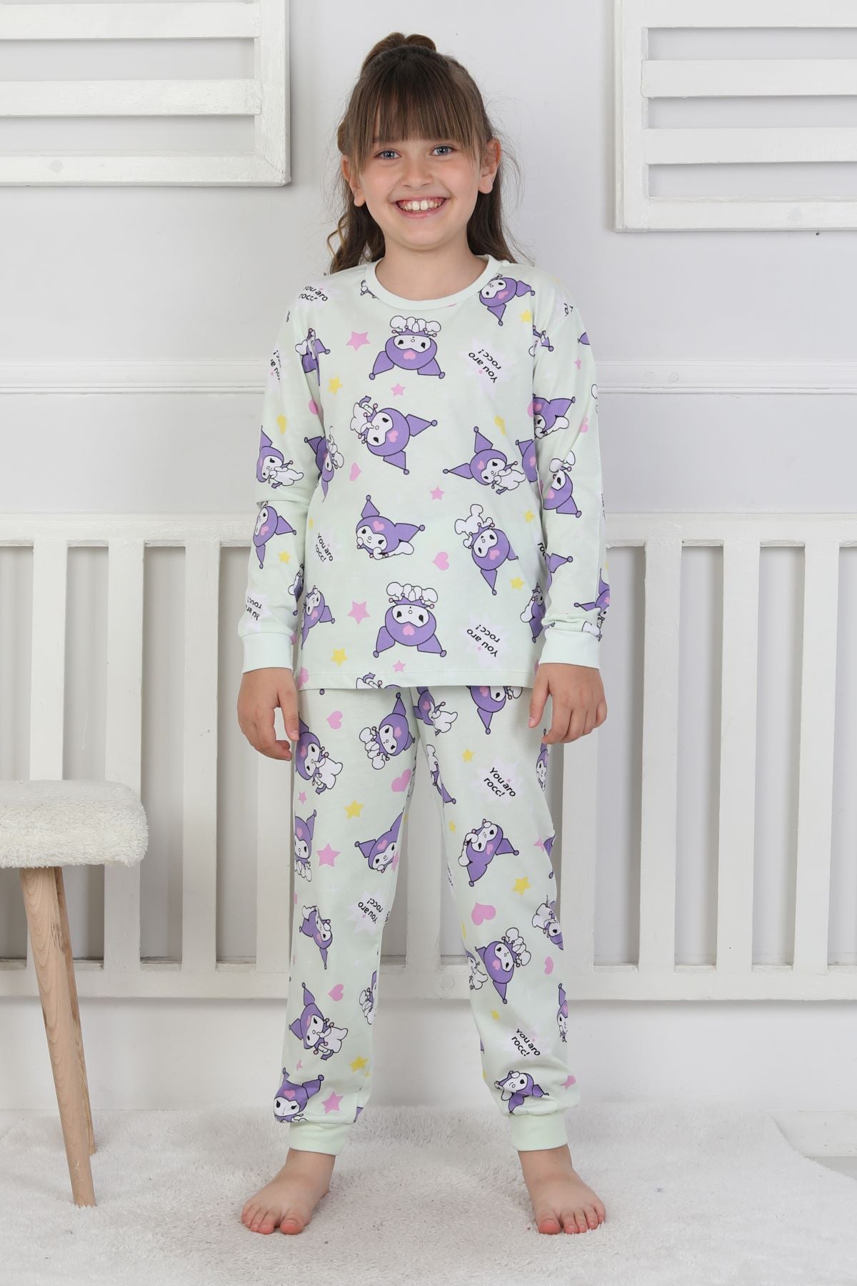 You Aro Rocc Kuromi Desenli Kız Çocuk Pijama Takımı