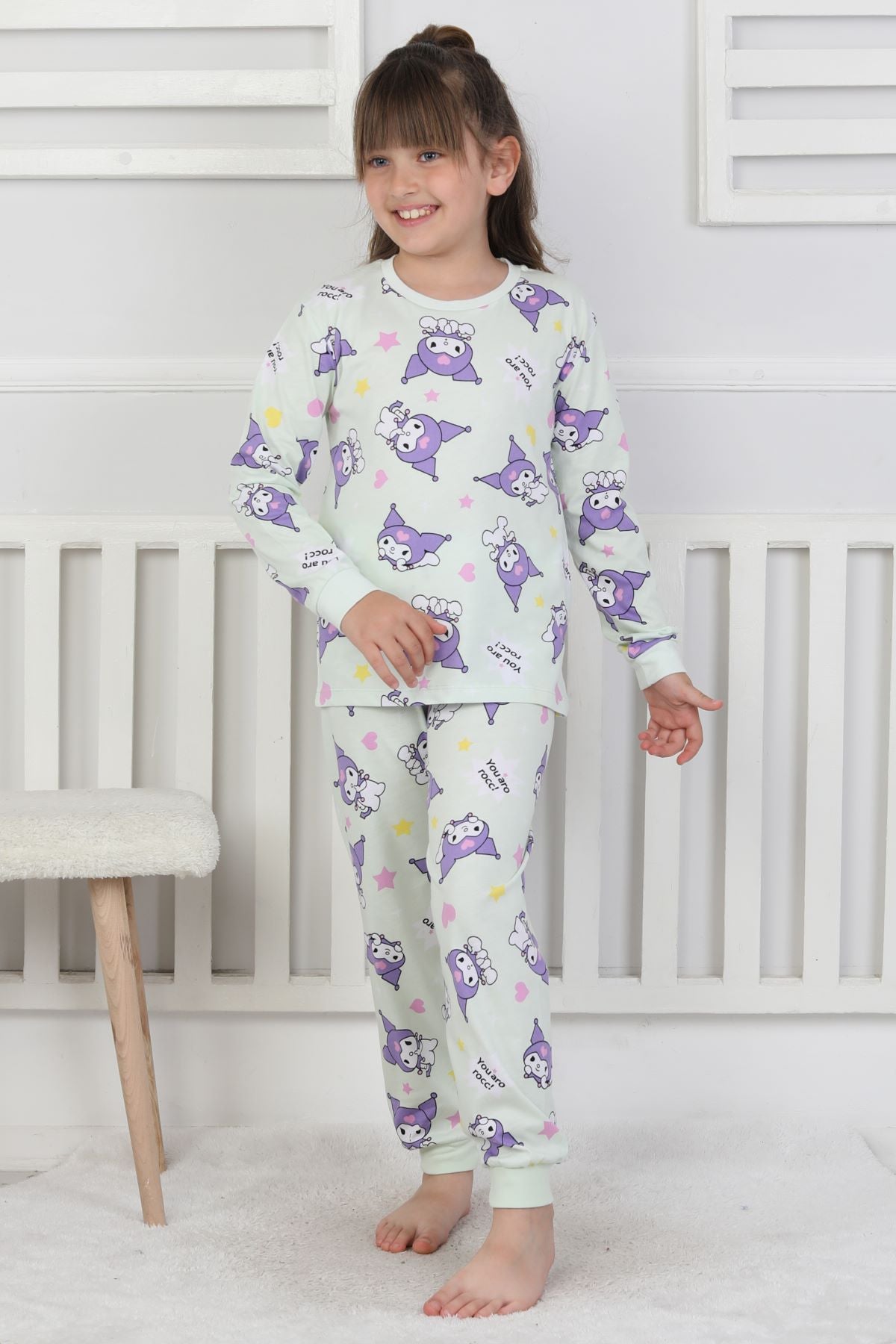You Aro Rocc Kuromi Desenli Kız Çocuk Pijama Takımı