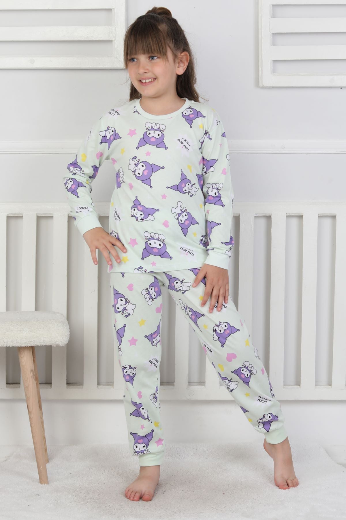 You Aro Rocc Kuromi Desenli Kız Çocuk Pijama Takımı