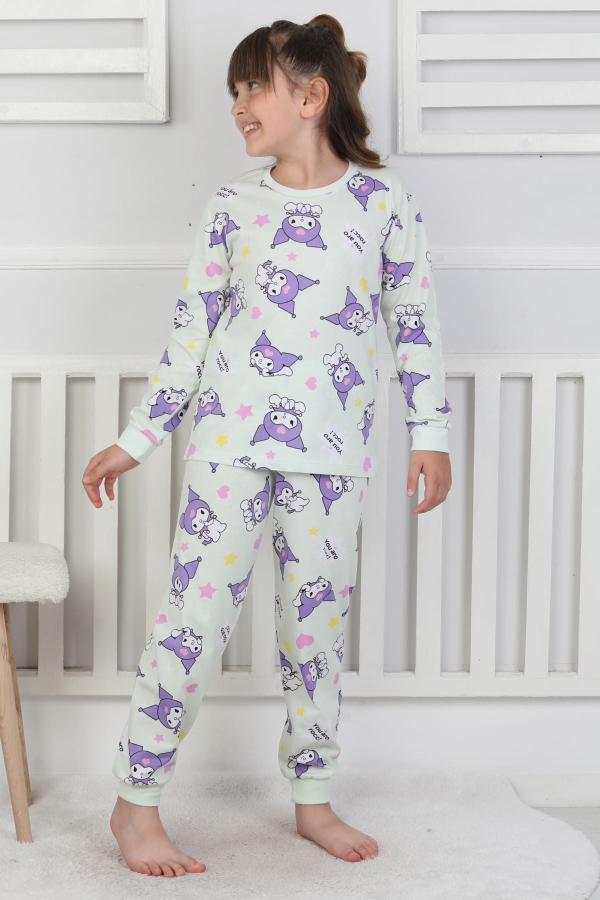 You Aro Rocc Kuromi Desenli Kız Çocuk Pijama Takımı