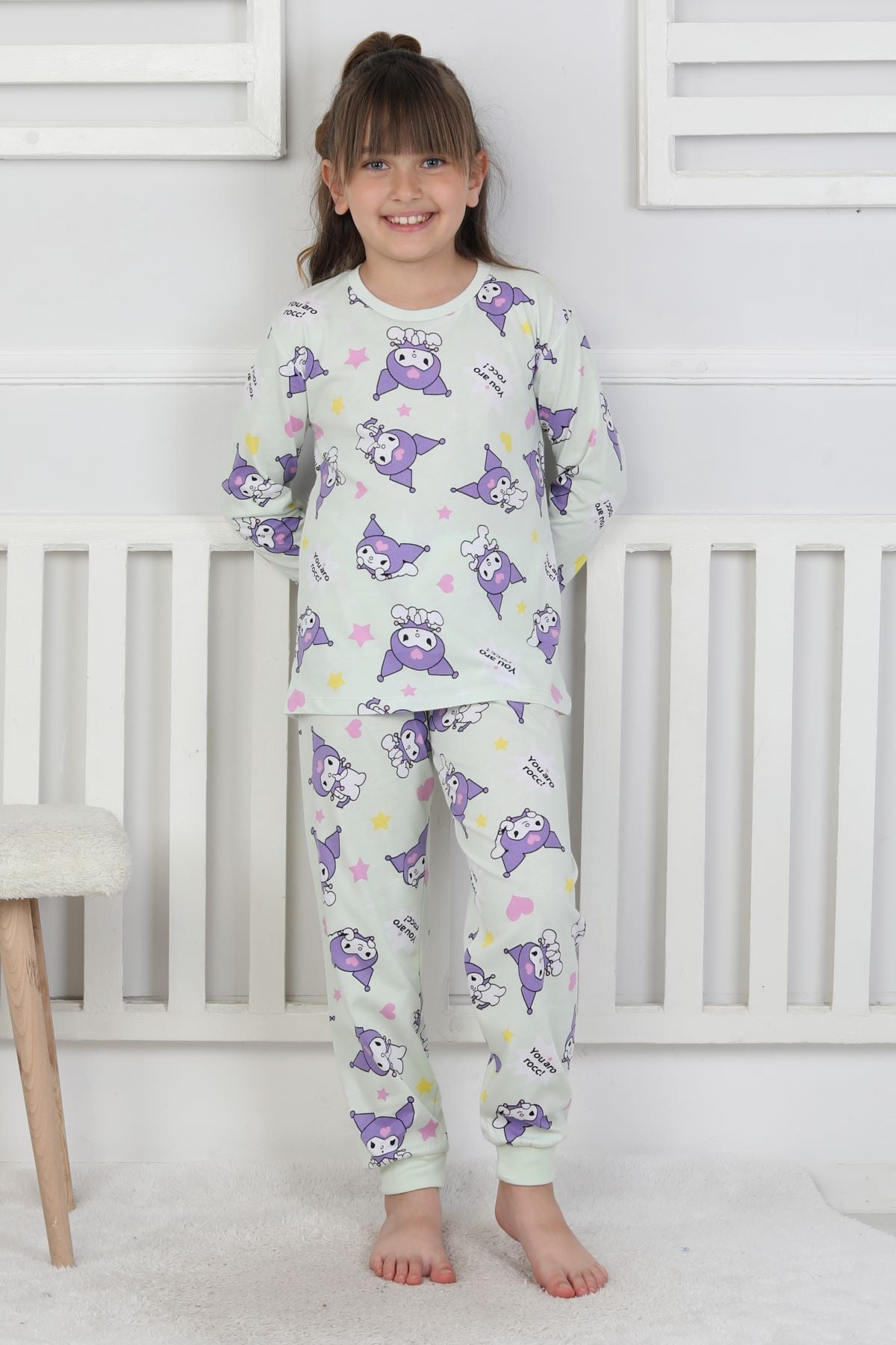 You Aro Rocc Kuromi Desenli Kız Çocuk Pijama Takımı