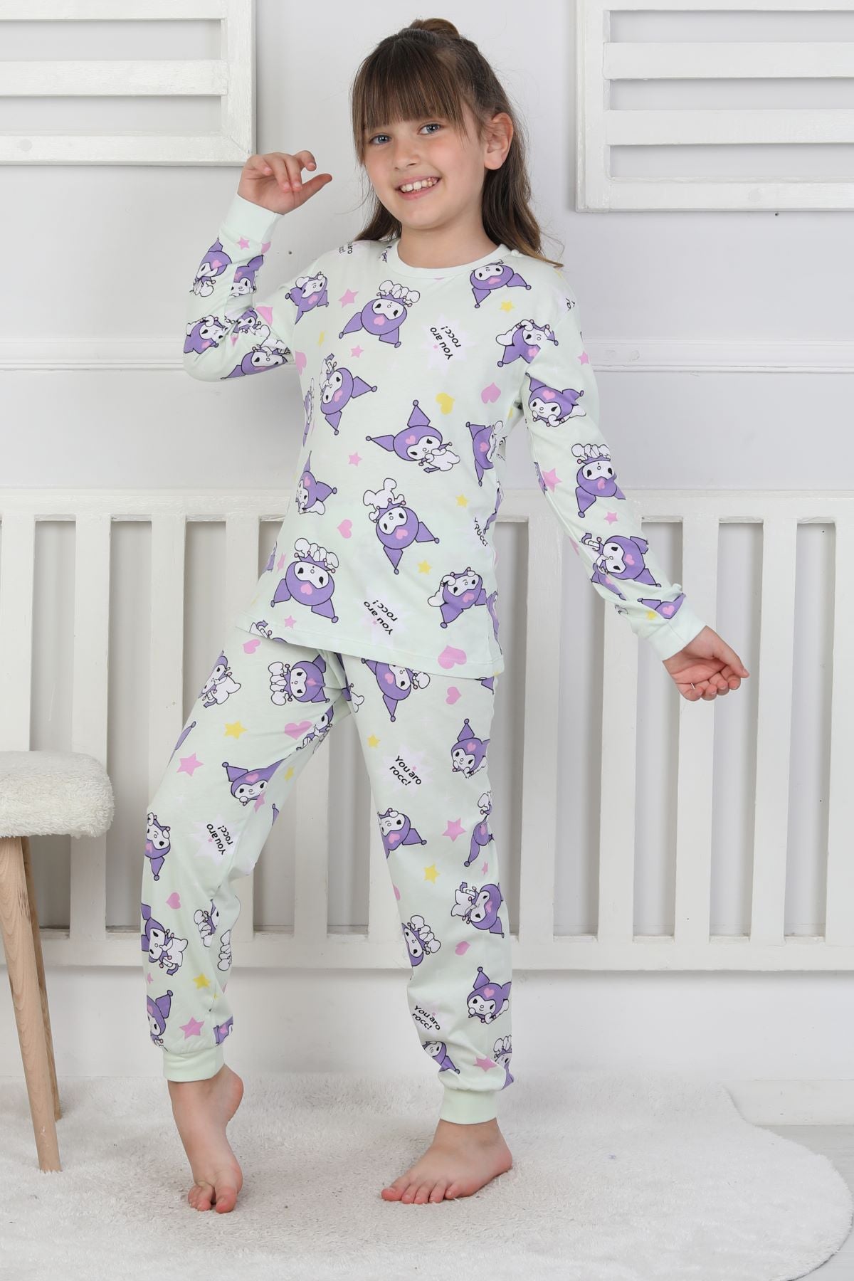 You Aro Rocc Kuromi Desenli Kız Çocuk Pijama Takımı