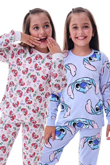 2'lİ Cute Sky ve Stitch Desenli Kız Çocuk Pijama Takımı