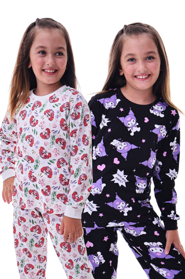2'Li Sevimli Sky ve Mixed Kuromi Desenli Kız Çocuk Pijama Takımı