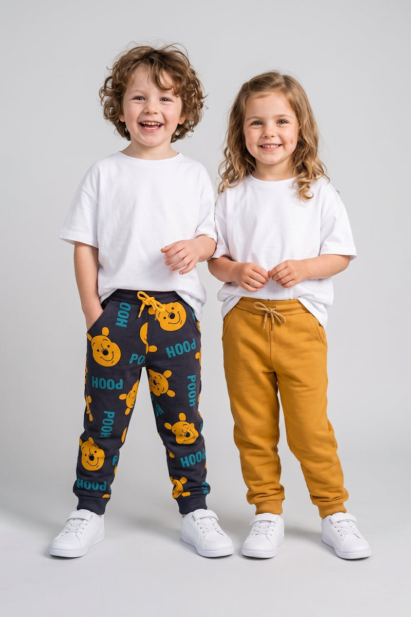 2'Li Basic Şardonlu 2 İplik Eşofman Set ( Winnie The Pooh - Hardal )