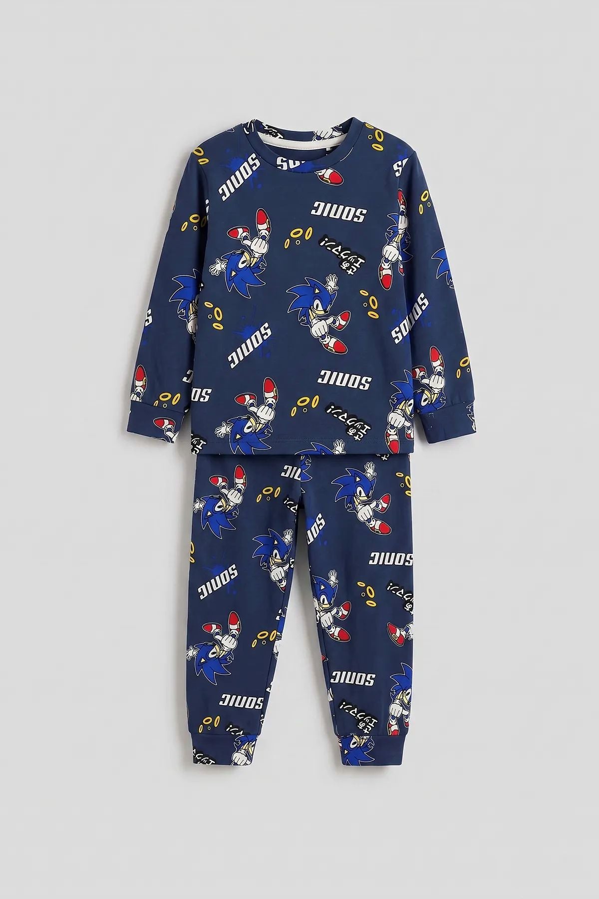 The Hedgehog Super Sonic Desenli %100 Pamuk Çocuk Pijama Takımı
