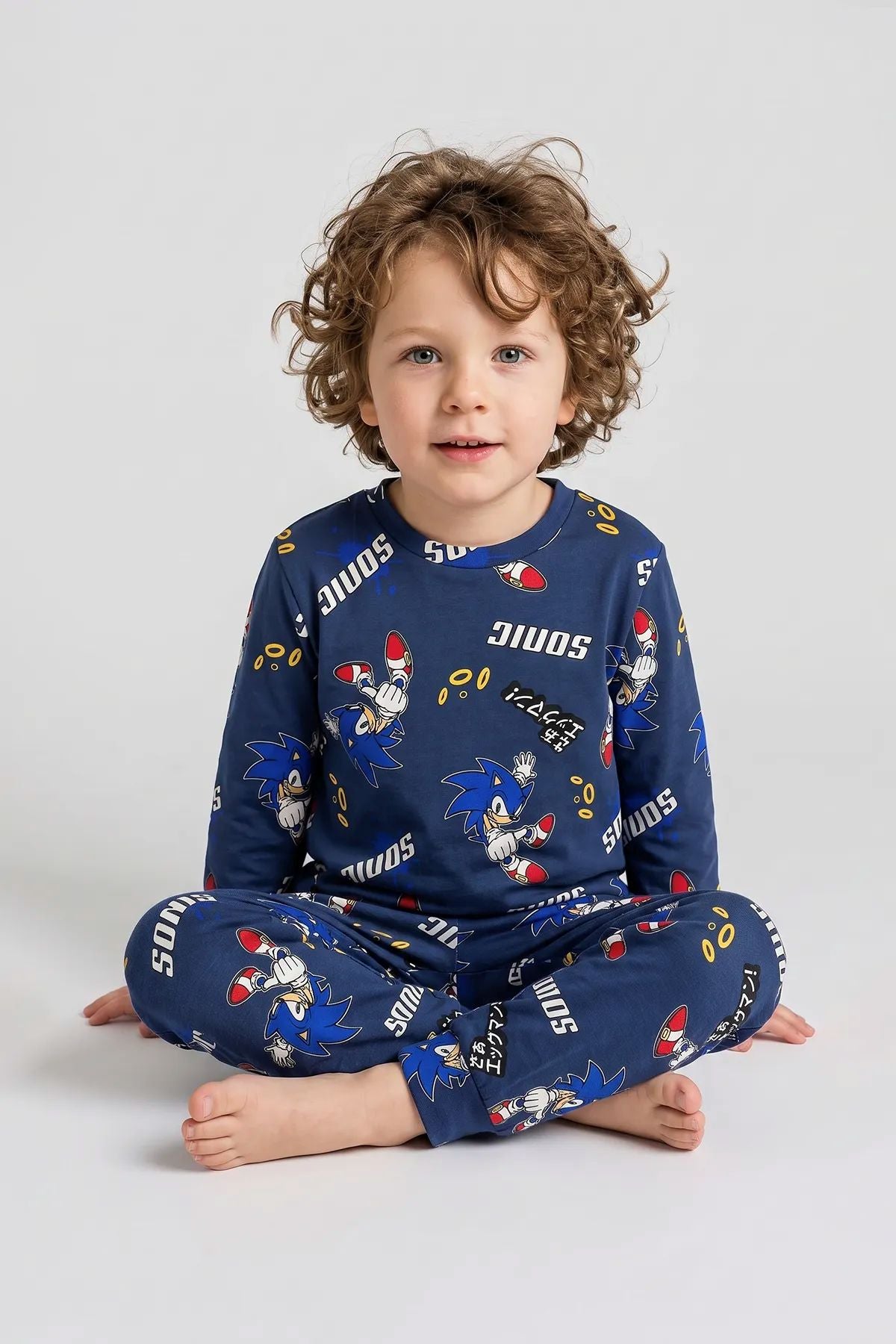 The Hedgehog Super Sonic Desenli %100 Pamuk Çocuk Pijama Takımı