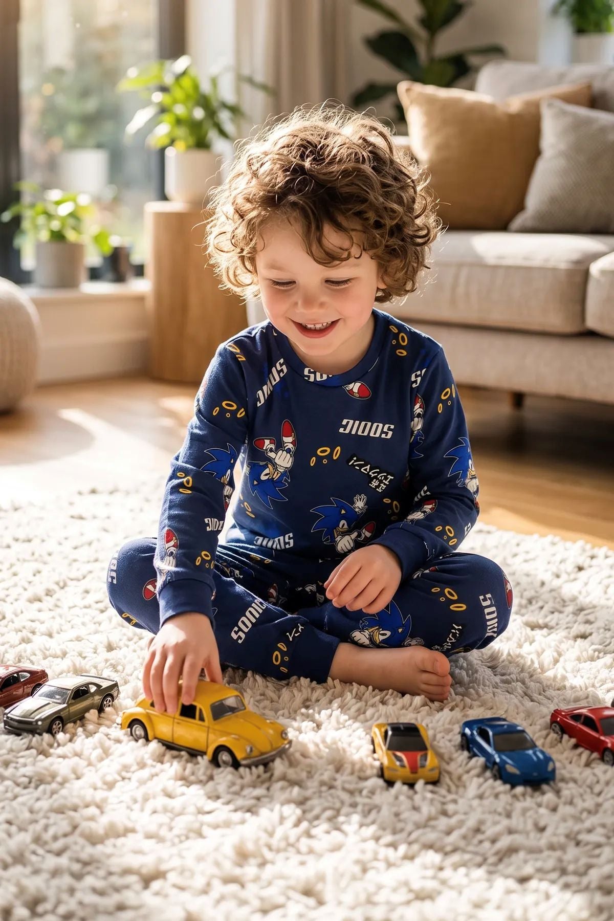 The Hedgehog Super Sonic Desenli %100 Pamuk Çocuk Pijama Takımı