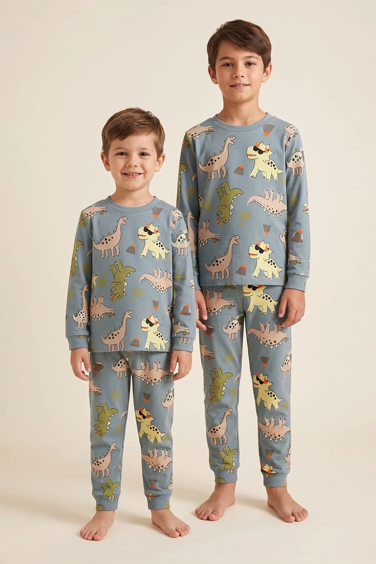 Dinozor Desenli Erkek Çocuk Pijama Takımı