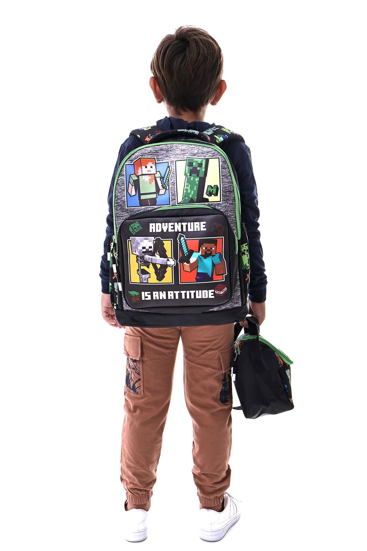 Adventure is An Attıtude Temalı Çocuk Okul Çanta Seti (Sırt Çantası - Beslenme Çantası - Kalemlik)