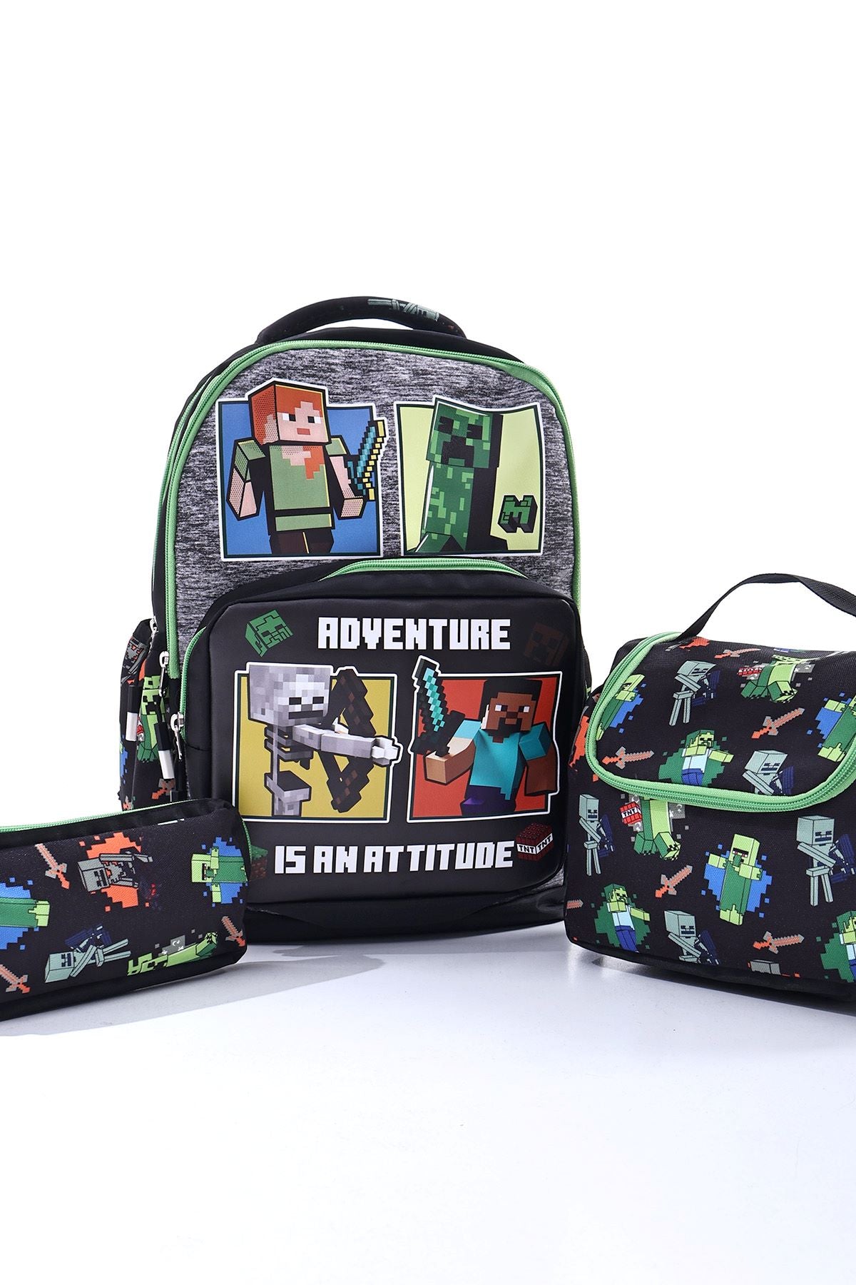 Adventure is An Attıtude Temalı Çocuk Okul Çanta Seti (Sırt Çantası - Beslenme Çantası - Kalemlik)