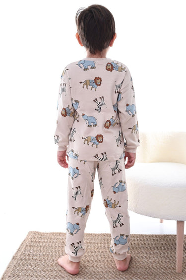 Animal Desenli İnterlok %100 Pamuk Çocuk Pijama Takımı (4'lü Oyun Hamuru HEDİYE)