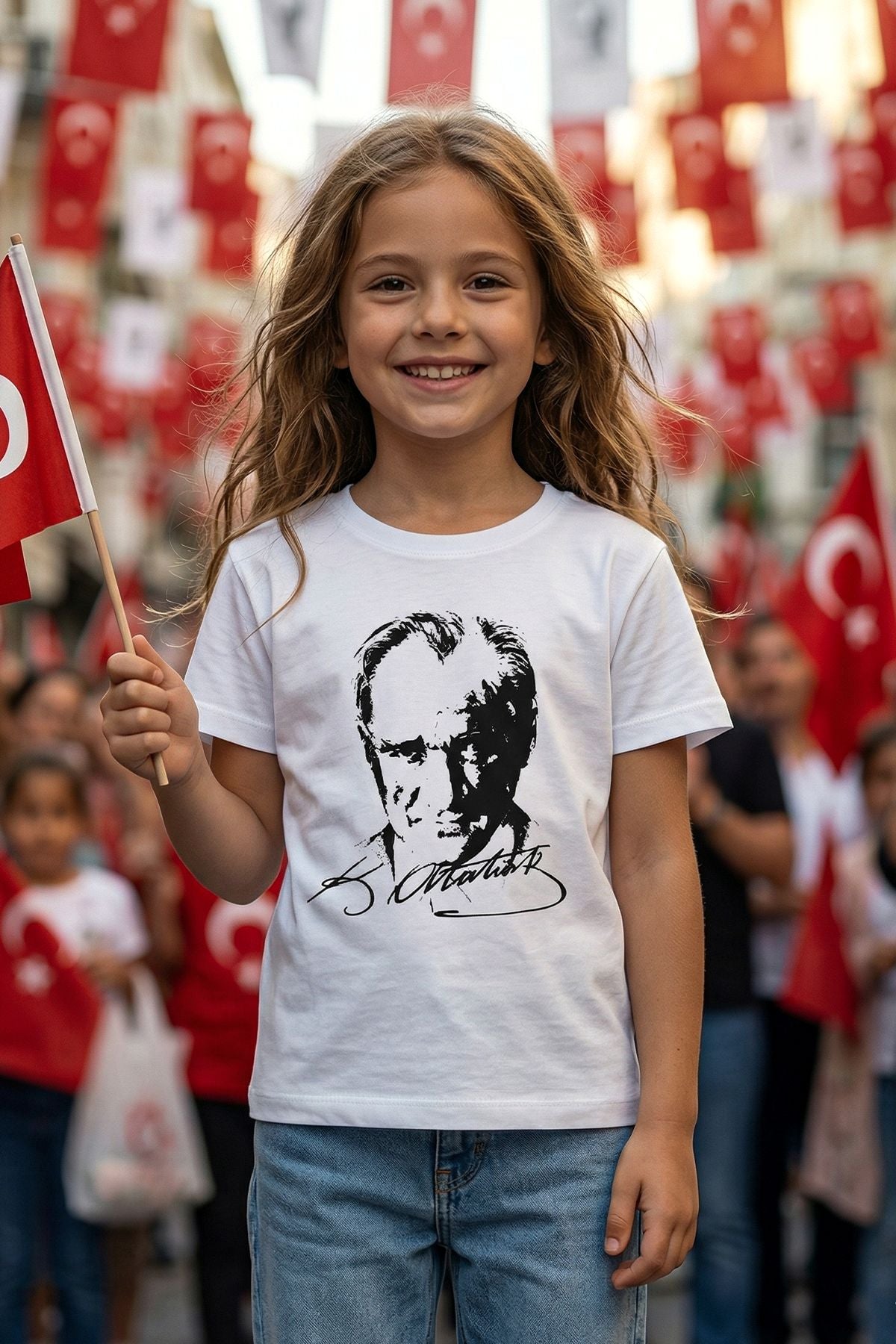 Atatürk Baskılı Beyaz Renk T-Shirt