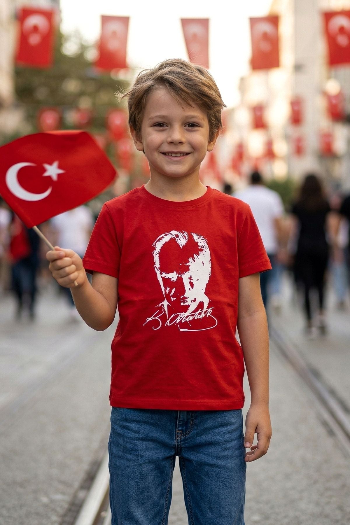 Atatürk Baskılı Kırmızı Renk T-Shirt