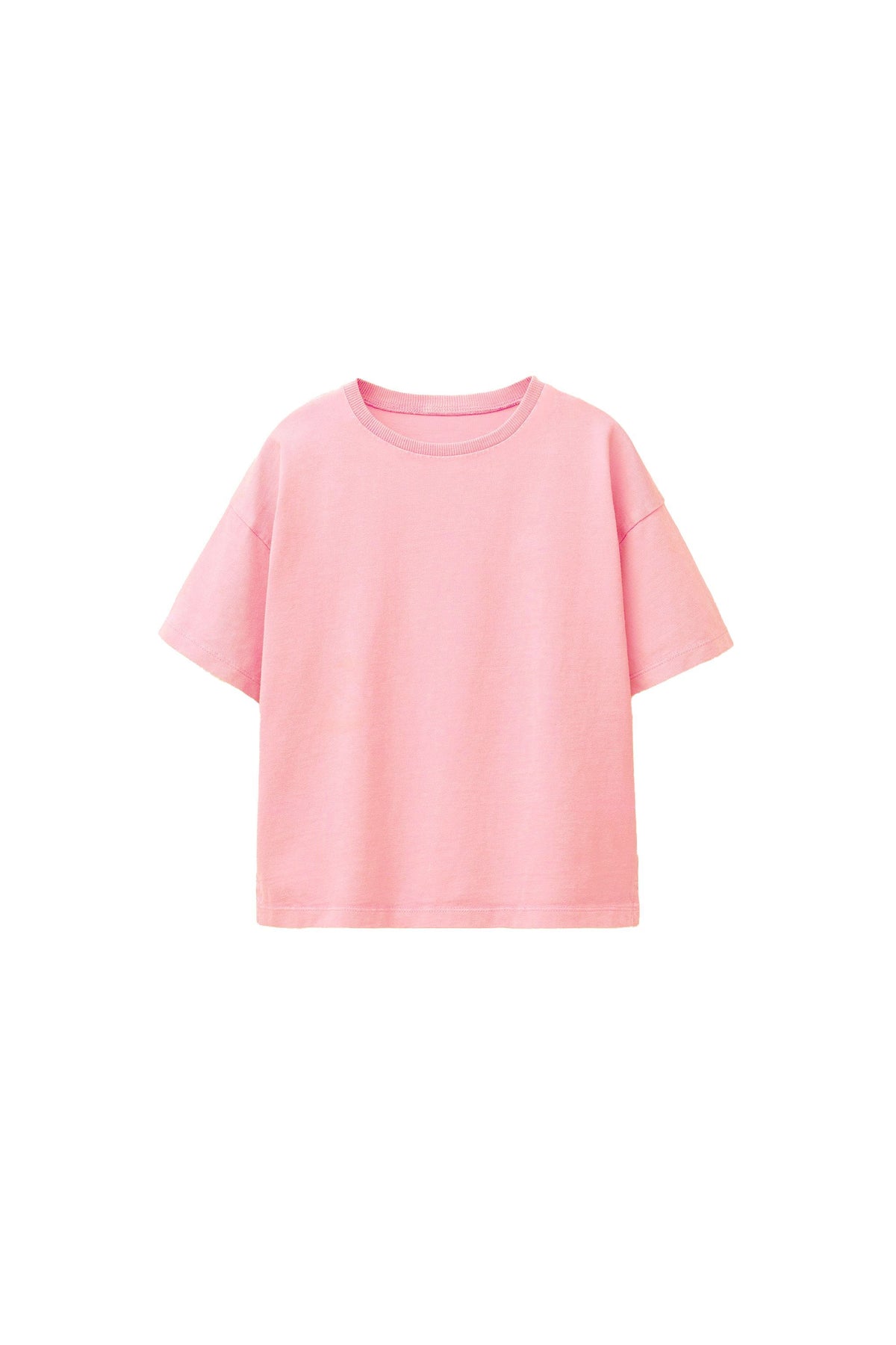 Basic 2'Li Kız Çocuk Bisiklet Yaka T-Shirt ( Lacivert - Pembe )