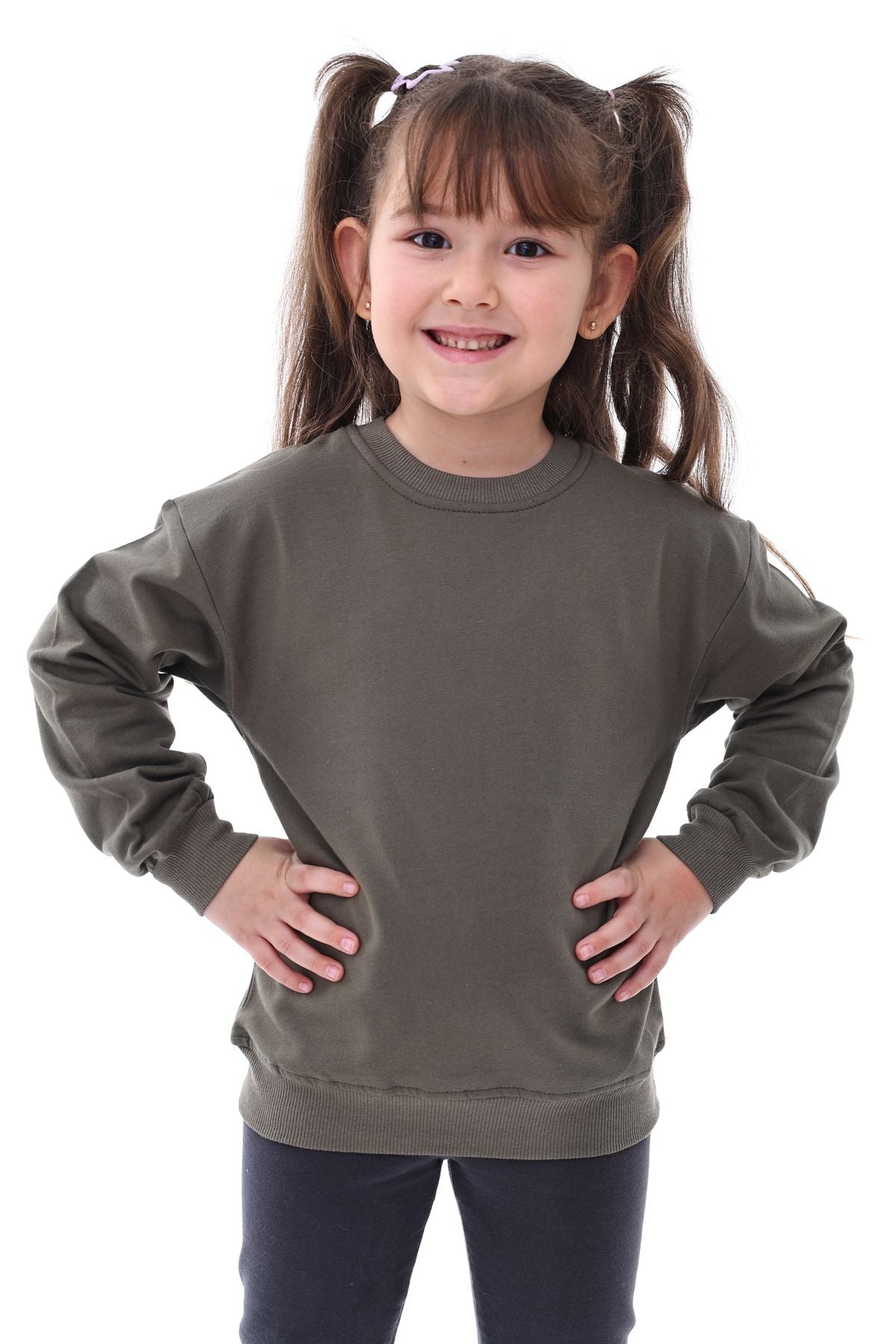 Basic Bisiklet Yaka Şardonlu Çocuk Sweatshirt 3-12 Yaş