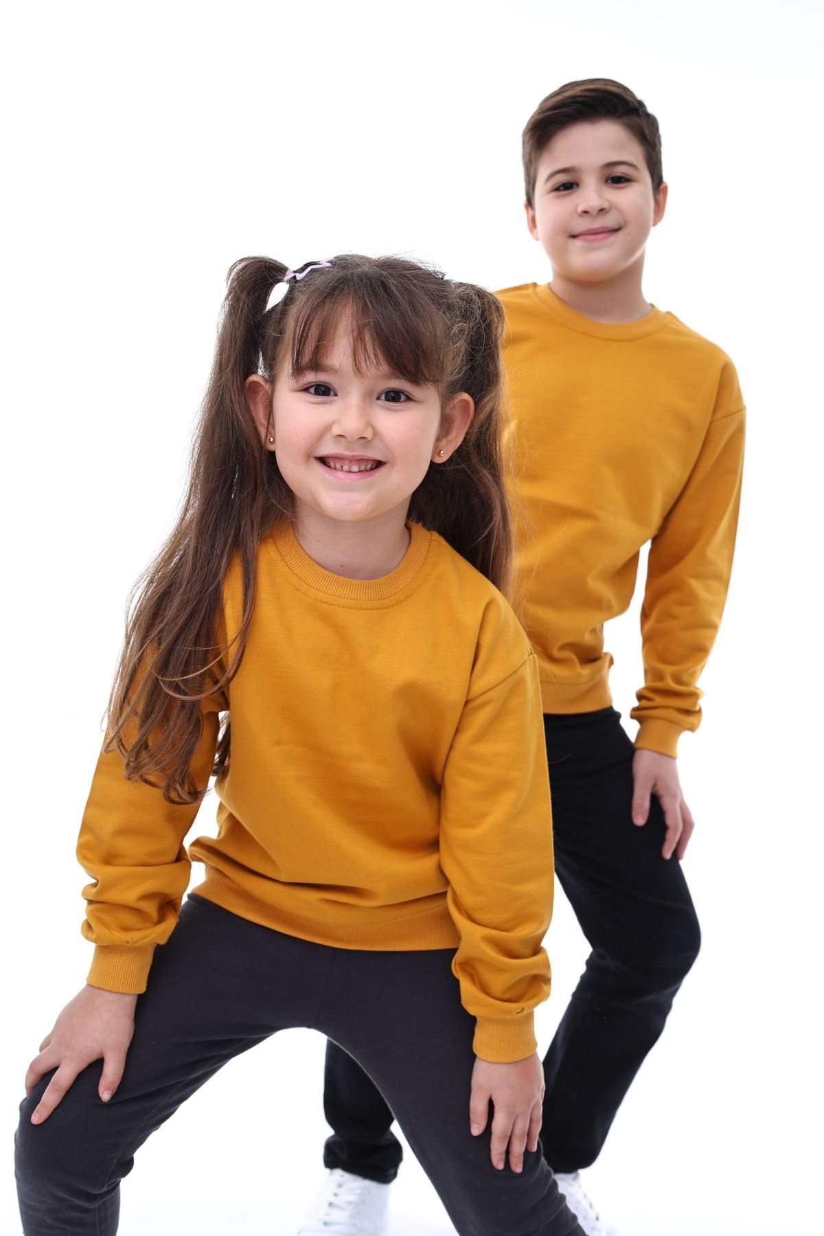 Basic Bisiklet Yaka Şardonlu Çocuk Sweatshirt 3-12 Yaş