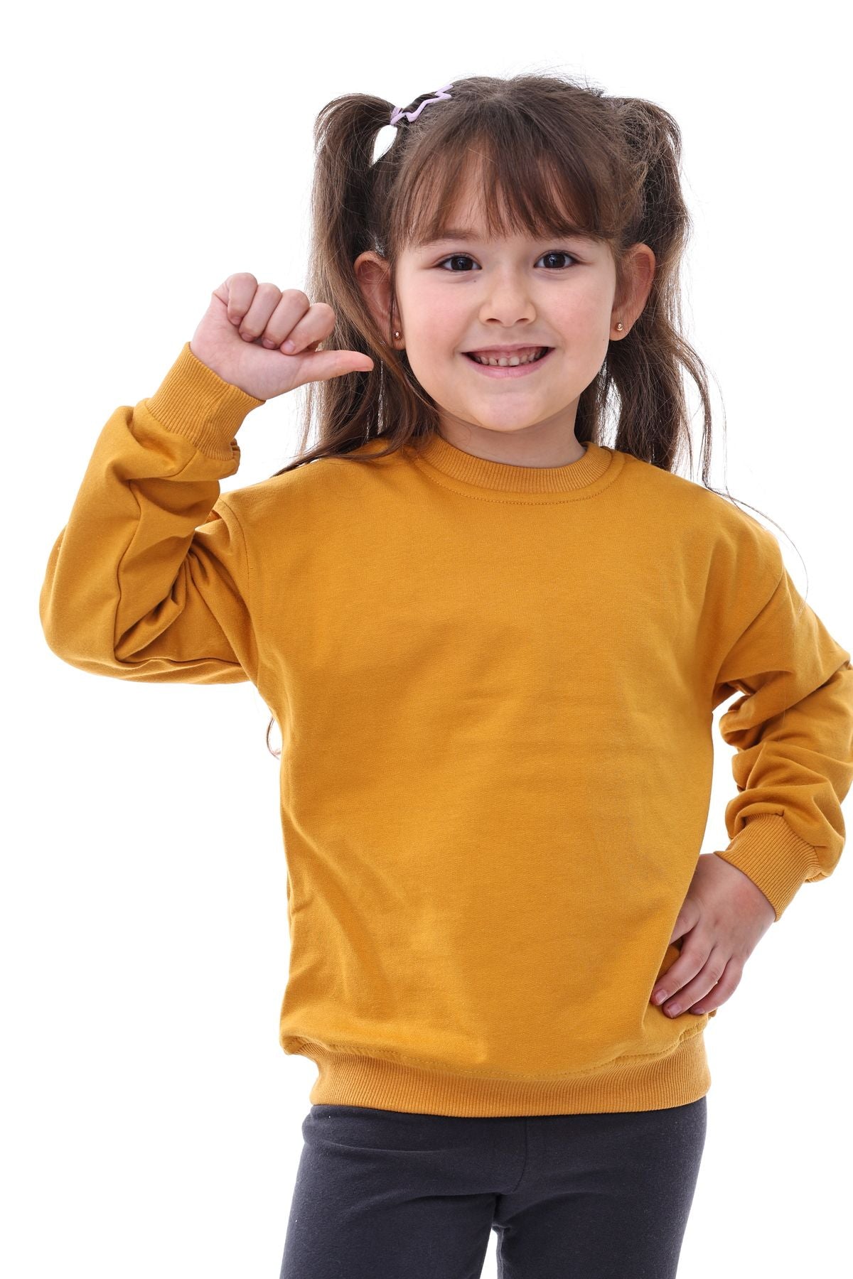 Basic Bisiklet Yaka Şardonlu Çocuk Sweatshirt 3-12 Yaş