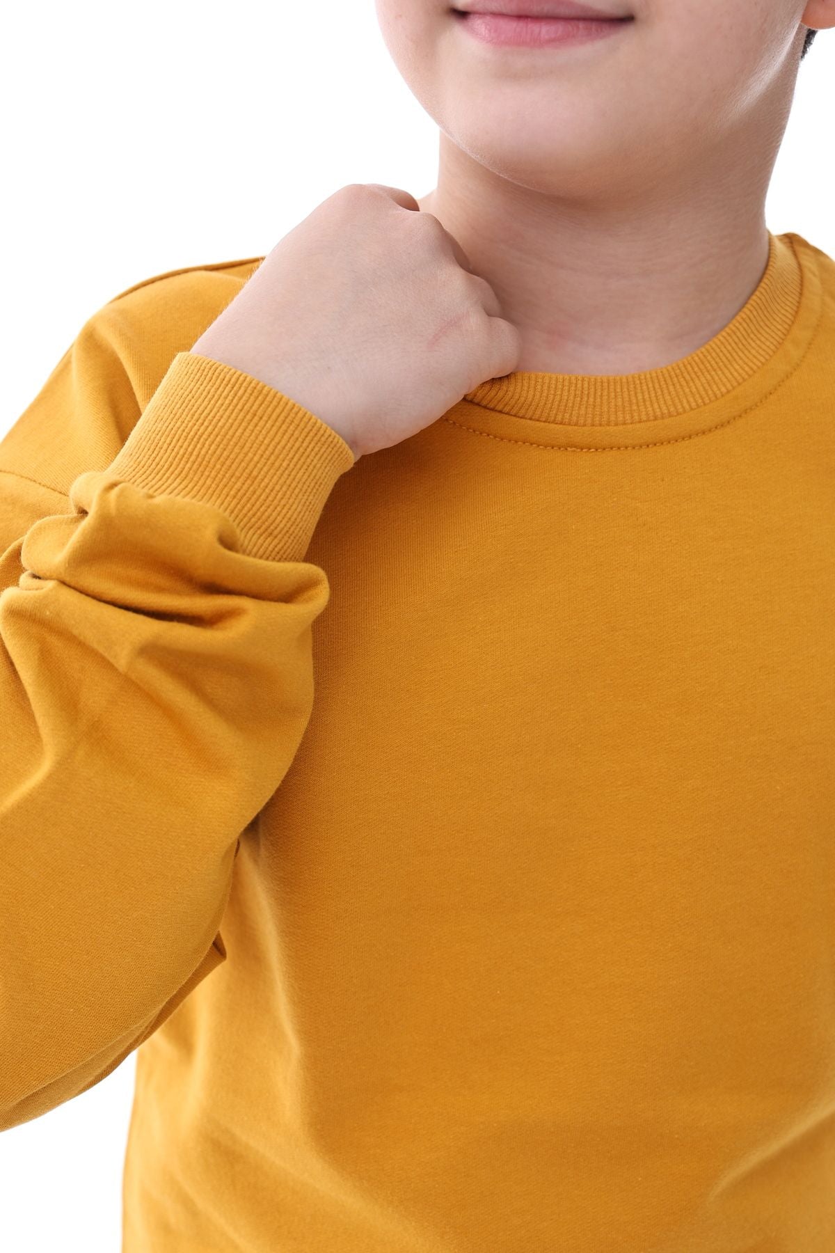 Basic Bisiklet Yaka Şardonlu Çocuk Sweatshirt 3-12 Yaş