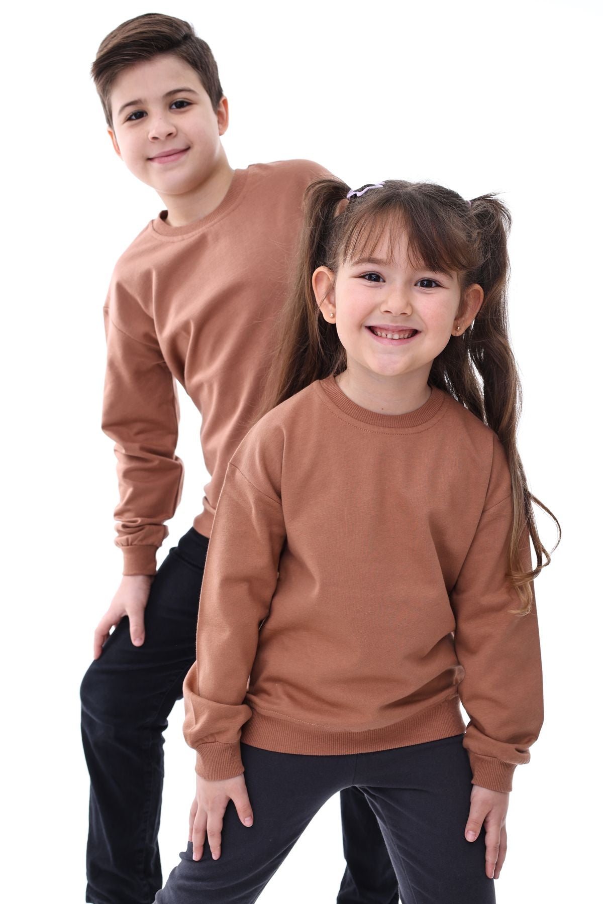 Basic Bisiklet Yaka Şardonlu Çocuk Sweatshirt 3-12 Yaş