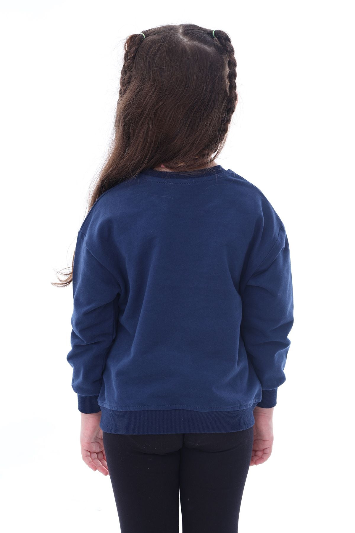 Basic Düz Renk Pembe Fırçalı Yumuşak %100 Pamuk Sweatshirt