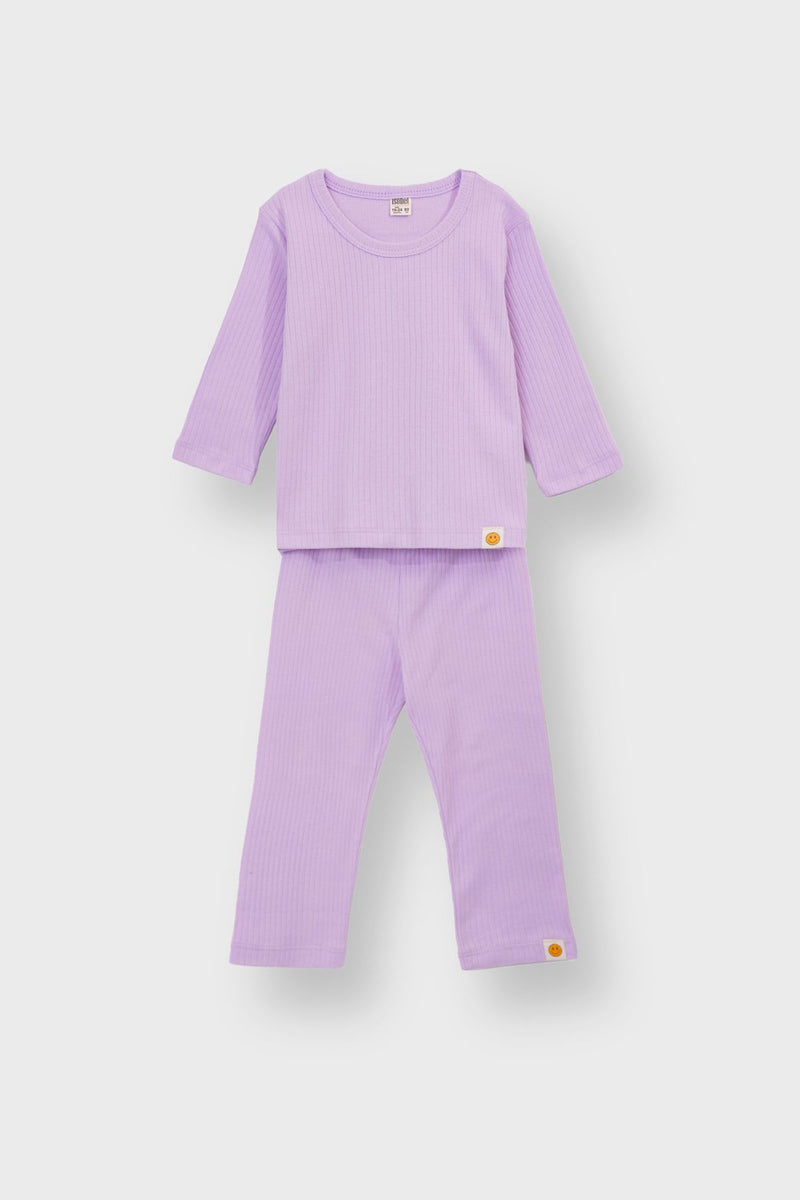 Basic Fitilli İnterlok Kumaş %100 Pamuk 1-5 Yaş Beyaz Bebek Pijama Takımı