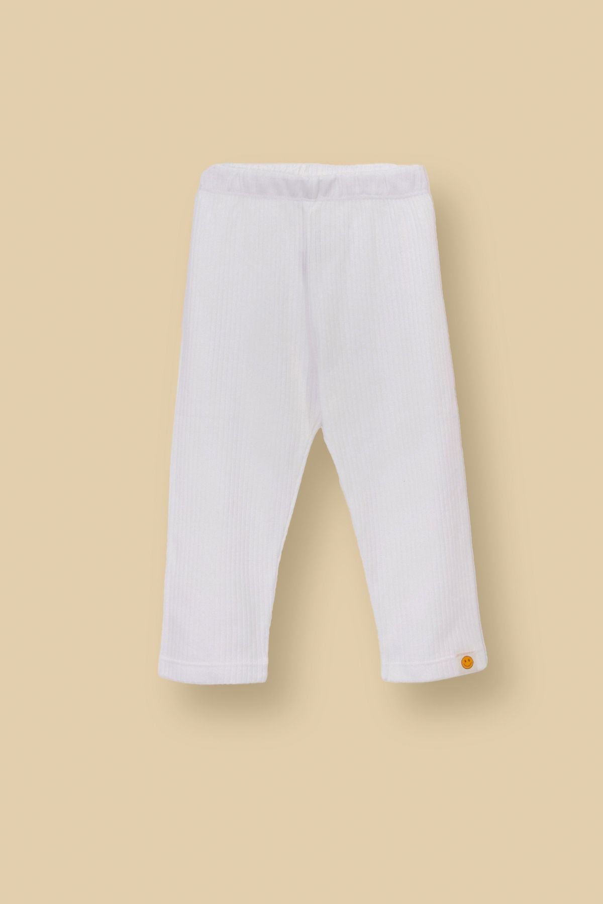 Basic Fitilli İnterlok Kumaş %100 Pamuk 1-5 Yaş Beyaz Bebek Pijama Takımı