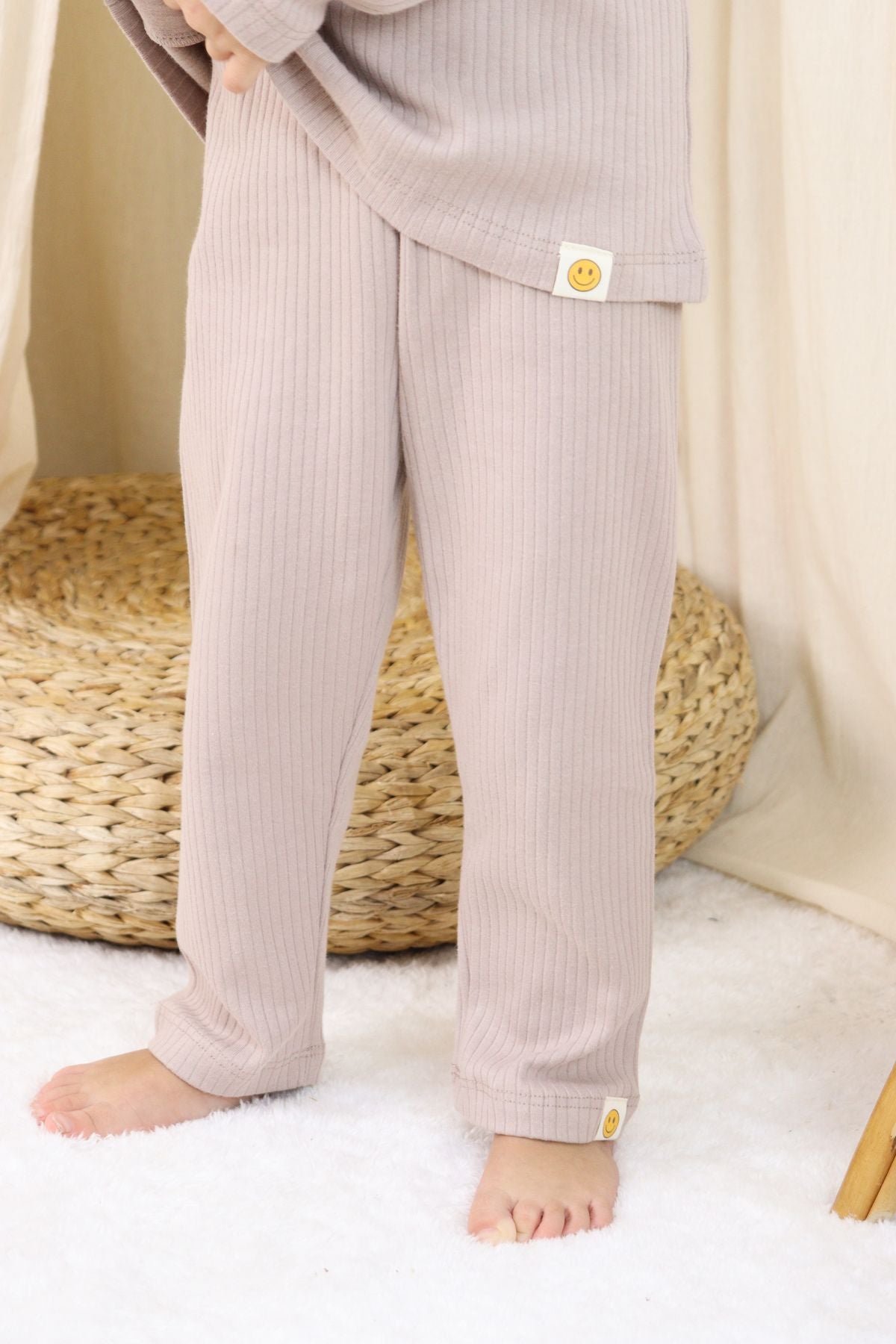 Basic Fitilli İnterlok Kumaş %100 Pamuk 1-5 Yaş Beyaz Bebek Pijama Takımı