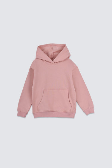 Basic Kapüşonlu Şardonlu Kanguru Cep Detaylı Çocuk Sweatshirt 3-10 Yaş Ekru