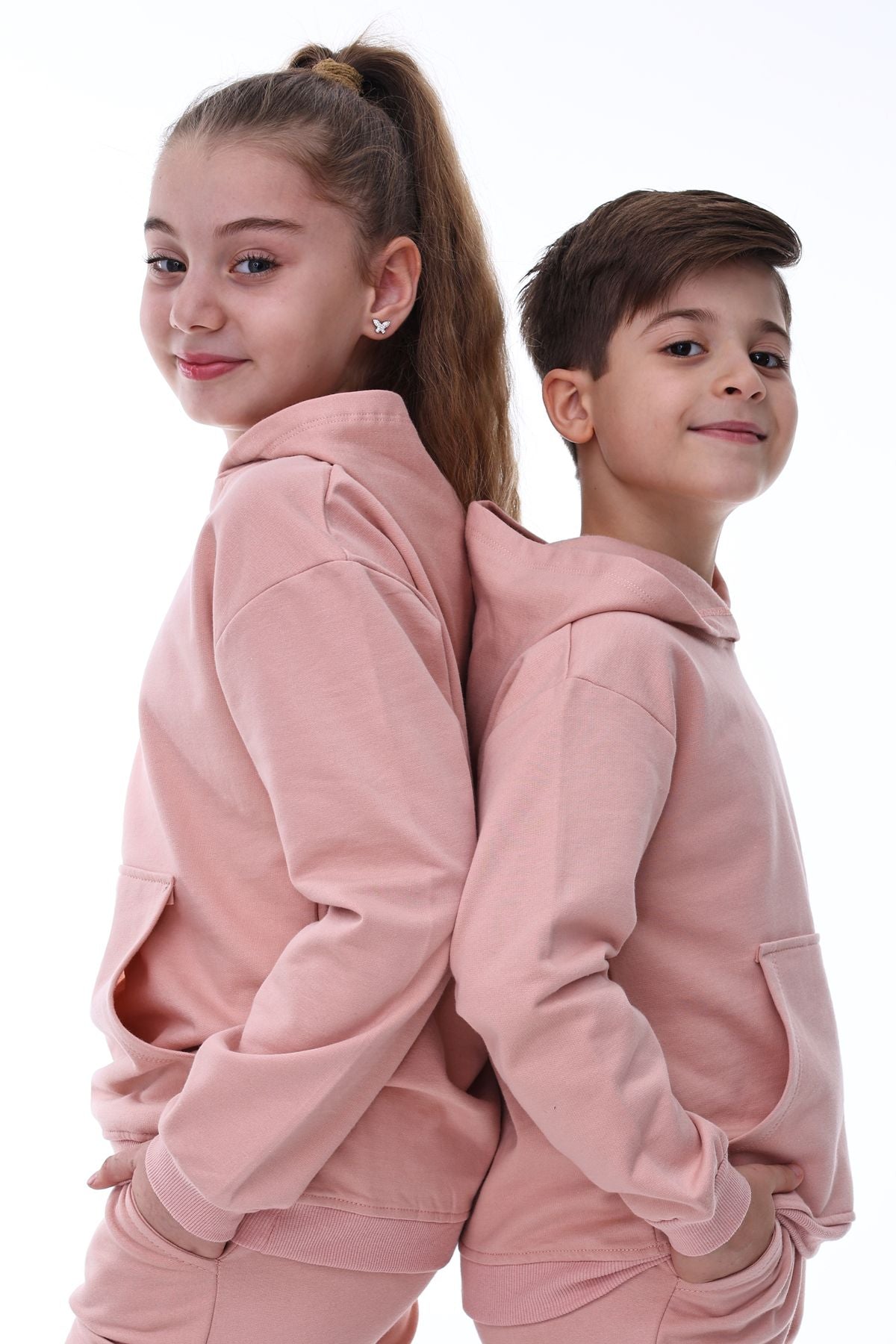 Basic Kapüşonlu Şardonlu Kanguru Cep Detaylı Çocuk Sweatshirt 3-12 Yaş
