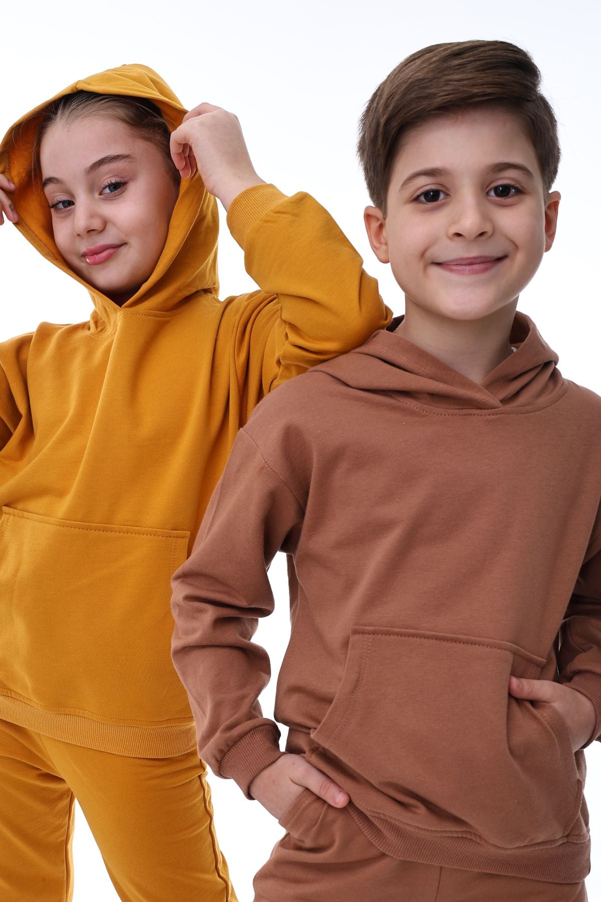 Basic Kapüşonlu Şardonlu Kanguru Cep Detaylı Çocuk Sweatshirt 3-12 Yaş