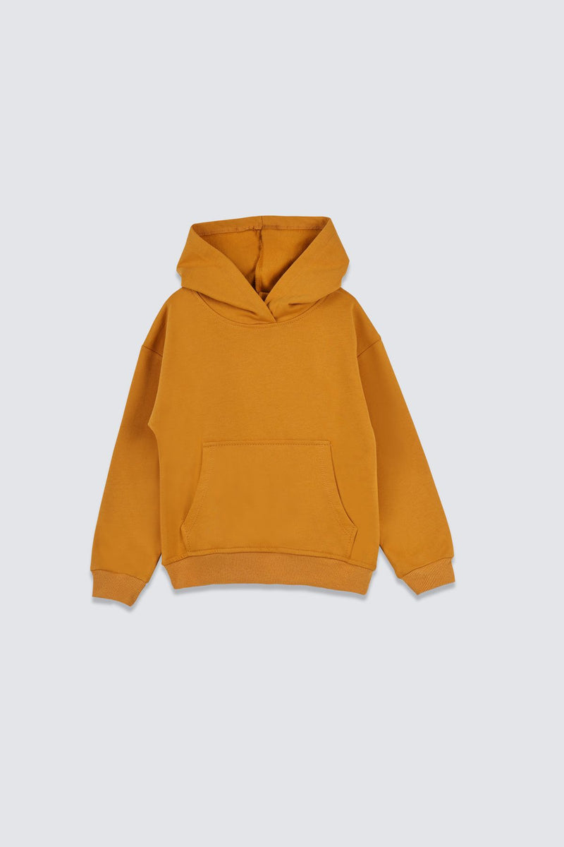 Basic Kapüşonlu Şardonlu Kanguru Cep Detaylı Çocuk Sweatshirt 3-12 Yaş