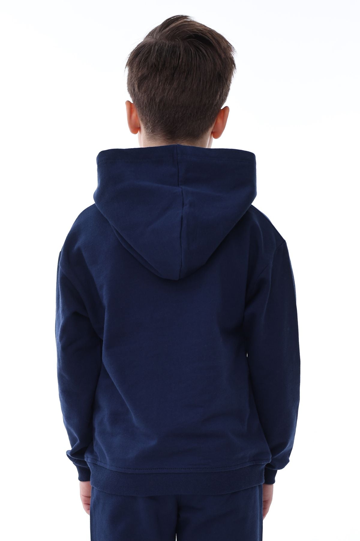 Basic Kapüşonlu Şardonlu Kanguru Cep Detaylı Çocuk Sweatshirt 3-10 Yaş Lacivert