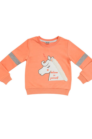 Belive In Yoursey Yele Detaylı Unicorn Baskılı Kız Çocuk Eşofman Takımı