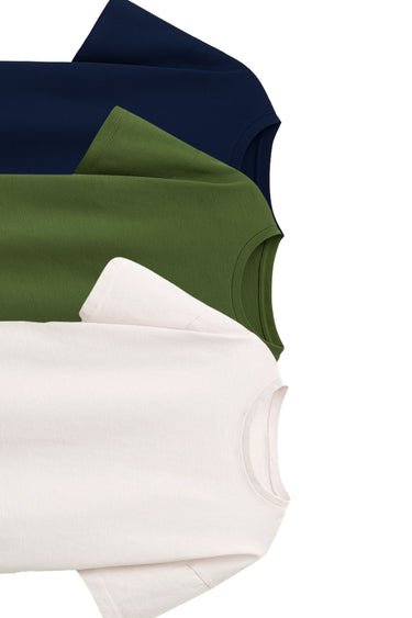 Besic 3'Lü Unisex Çocuk T-Shirt ( Beyaz - Haki - Lacivert  )